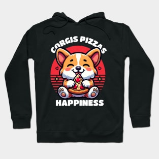 Corgi's Pizza's Happiness White Hoodie